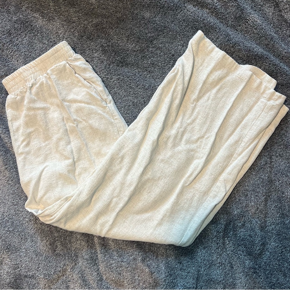 Neutral Beige Elastic Waist Lounge Pants